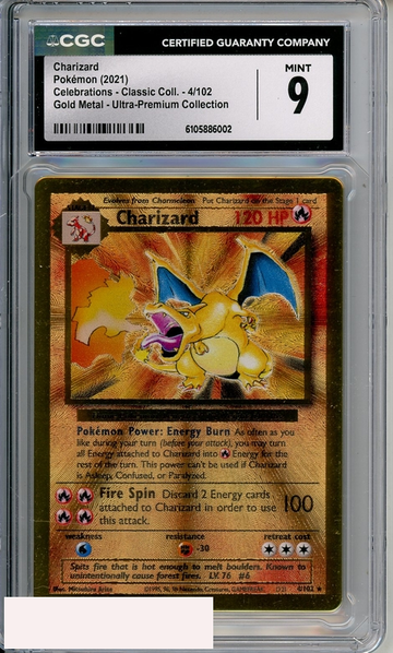 2021 POKEMON CELEBS CLASSIC COLL GOLD METAL UPC CHARIZARD #4 CGC 9