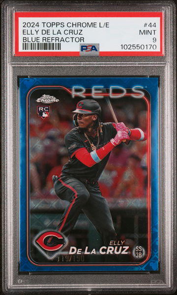 2024 Topps Chrome L/E Blue Refractor Elly De La Cruz #44 RC /150 PSA 9