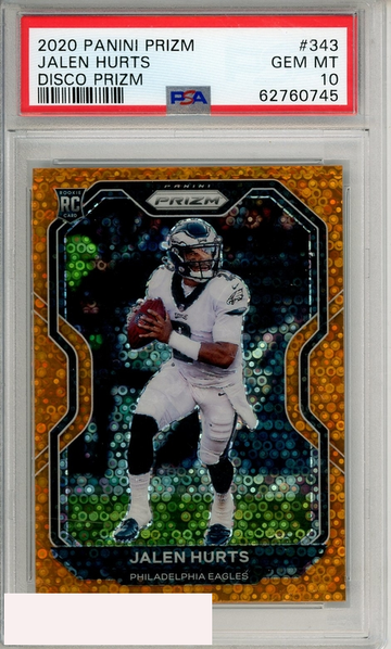 2020 PANINI PRIZM JALEN HURTS #343 DISCO PRIZM PSA 10 GEM MT  RC
