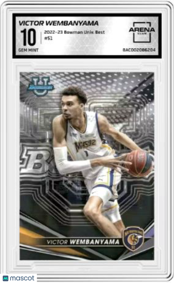 2023 2022-23 Bowman University Best Victor Wembanyama #51 Arena Club 10