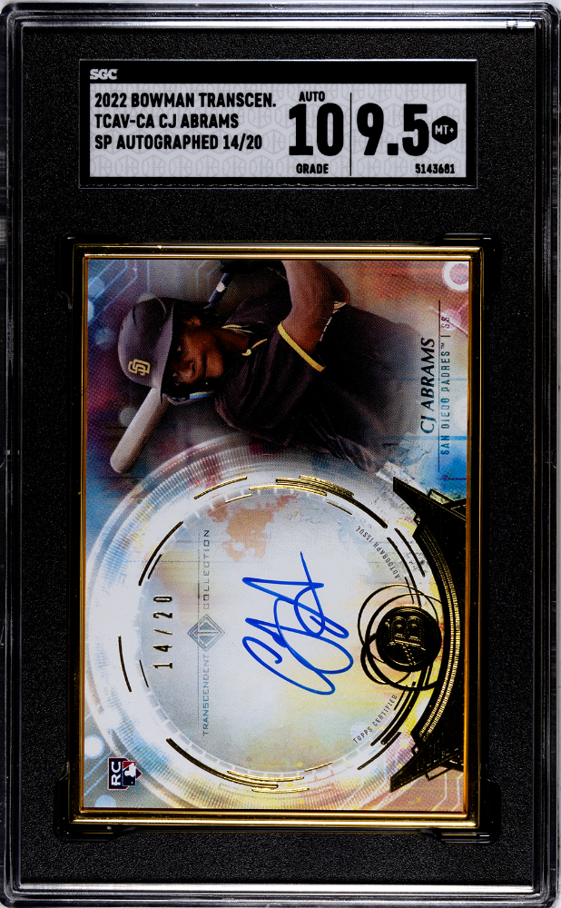 CJ Abrams 2022 Bowman Transcendent Rookie /20 Auto RC SGC9.5/10 MINT+ Padres