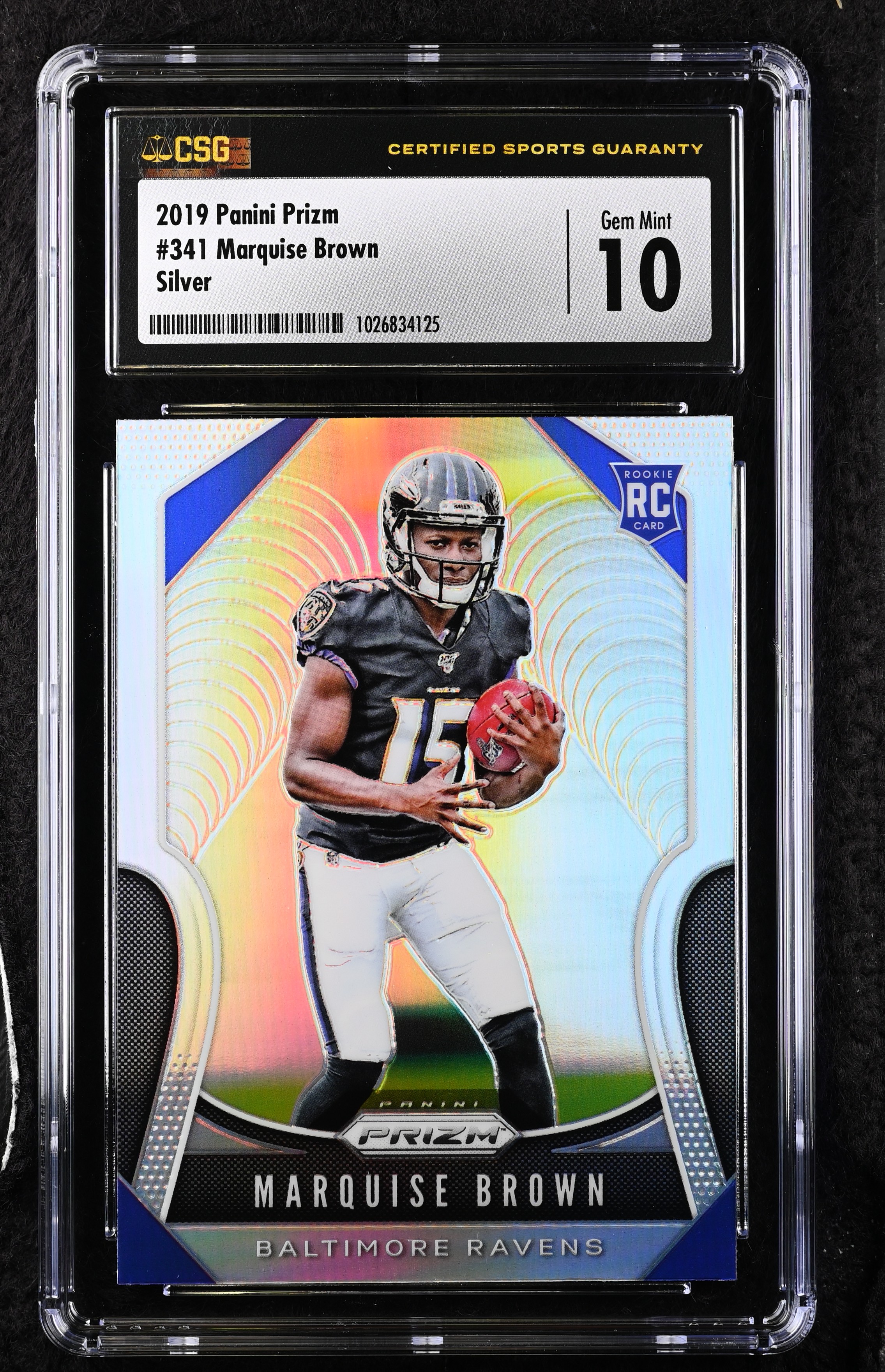 2019 Panini 2019 Prizm Marquise Brown #341 Silver CSG 10