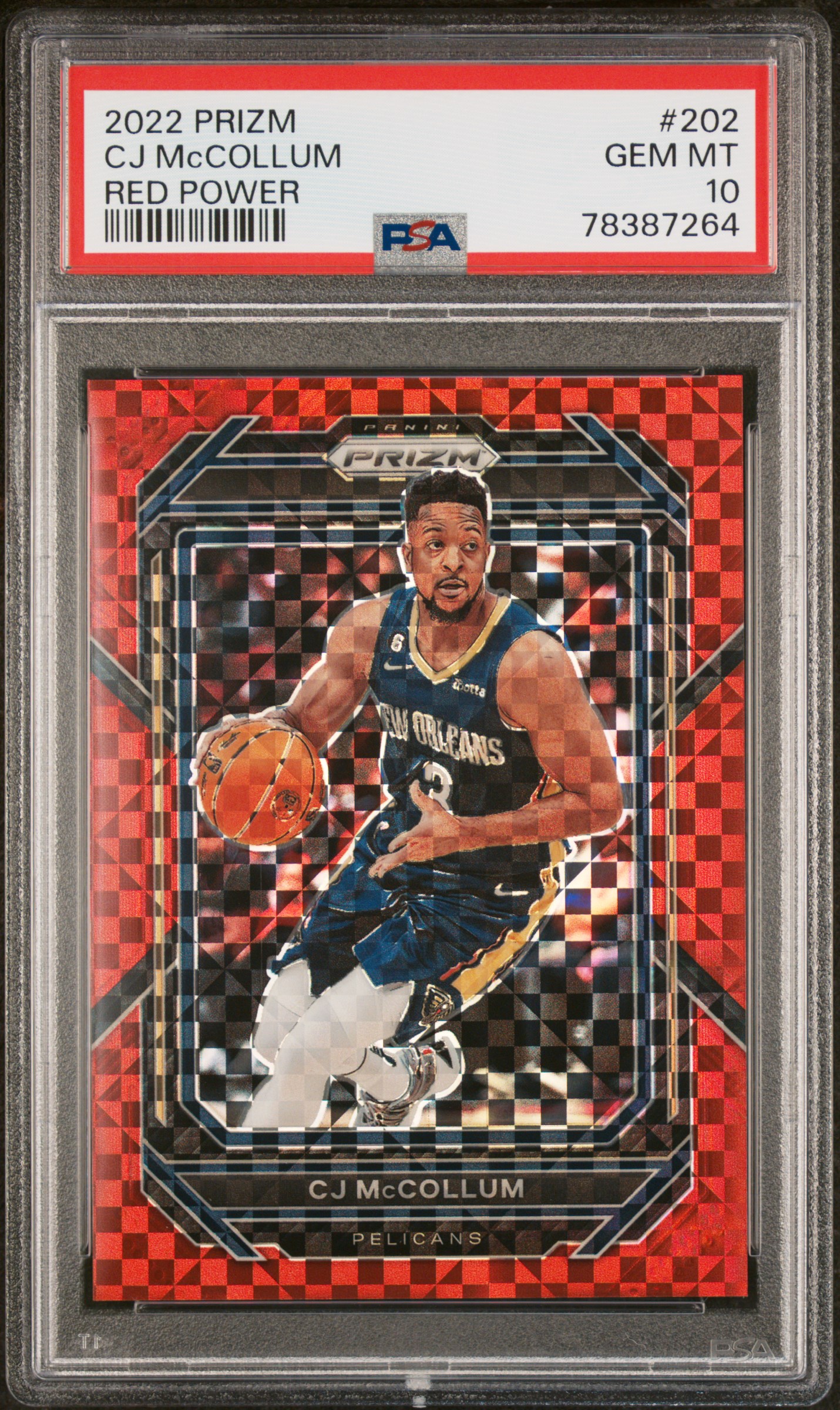 2022 Panini Prizm CJ McCollum #202 Red Power /75 PSA 10 PELICANS