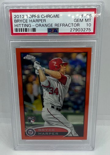 Bryce Harper 2012 topps chrome orange refractor 196 PSA 10