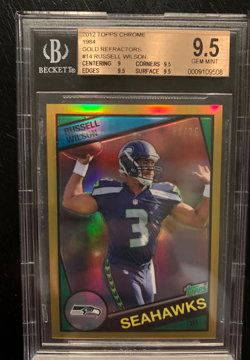2012 Topps Chrome Russell Wilson Gold Refractor/75 BGS 9.5 Gem Mint '84 Topps style