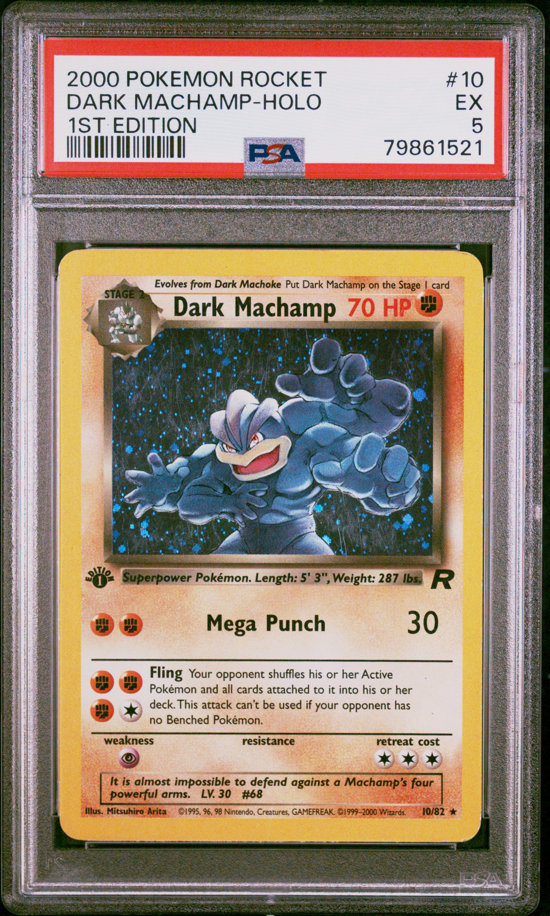 2000 Pokemon Rocket Dark Machamp-Holo #10 1ST Edition PSA 5