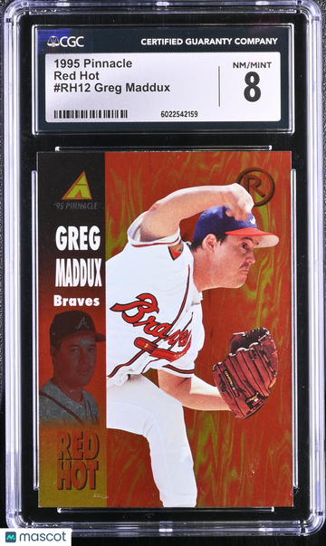 1995 Pinnacle Greg Maddux #RH12 Red Hot CGC 8