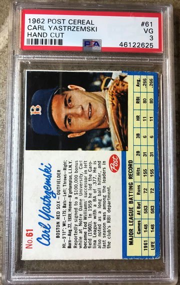 Carl Yastrzemski 1962 Post #61