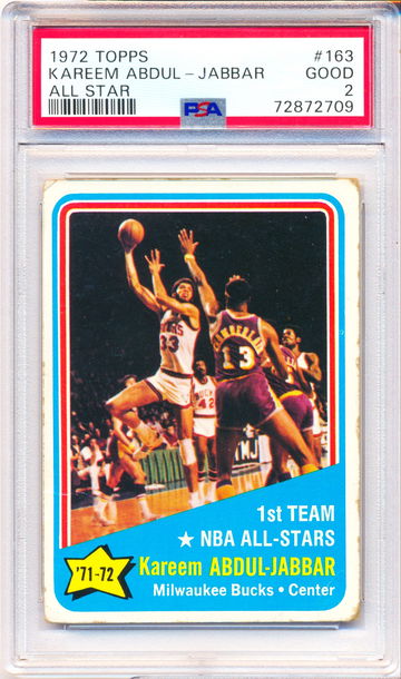 1972 Topps #163 Kareem Abdul - Jabbar PSA 2 - JUST GRADED! NEW CASE!
