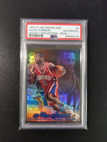 1996 Flair Showcase Legacy Collection 3 Allen Iverson Row 1 PSA AUTHENTIC 138/150