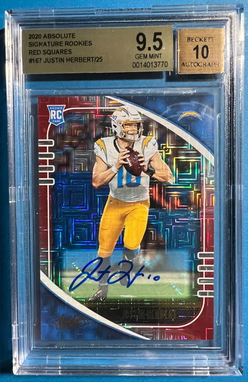 2020 Absolute Signatures Rookies Red Square Justin Herbert /25