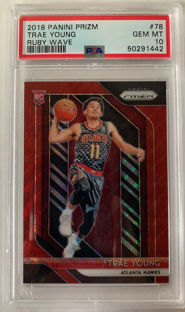 2018 Panini Prizm Trae Young Ruby Wave Prizm PSA 10