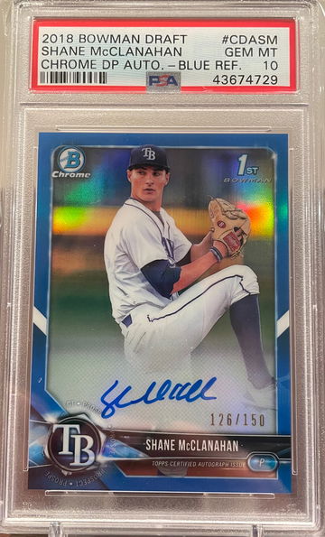 Shane mcclanahan 1st bowman blue refractor auto/150 pop 8