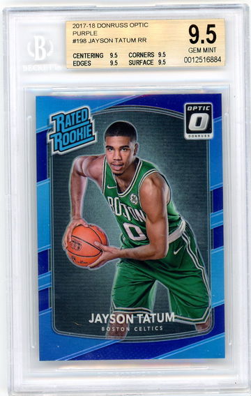 Jayson Tatum 2017-18 Donruss Optic Purple Refractor Rated Rookie BGS 9.5 Gem Mint Celtics #198