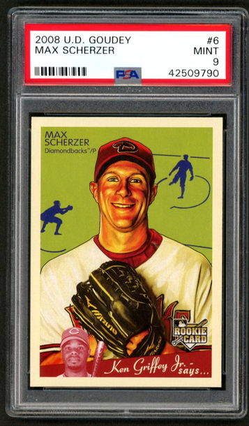 2008 Upper Deck Goudey Max Scherzer Rookie Rc PSA 9 Mint