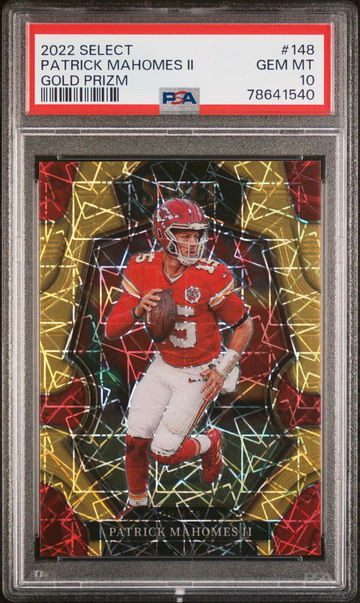 2022 Panini Select Gold Prizm Patrick Mahomes II #148 Premier Level /10 PSA 10