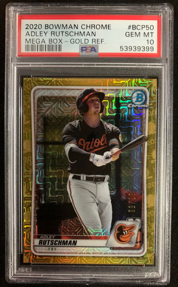 2020 Bowman Chrome Adley Rutschman Mega Box Gold Refractor PSA 10