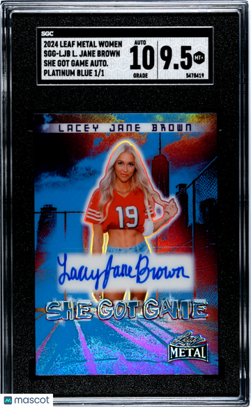 2024 Leaf Metal Women Of Sport Lacey Jane Brown #SGG-LJB She Got Game Autograph Platinum Blue 1 1 SGC 9.5 Auto 10