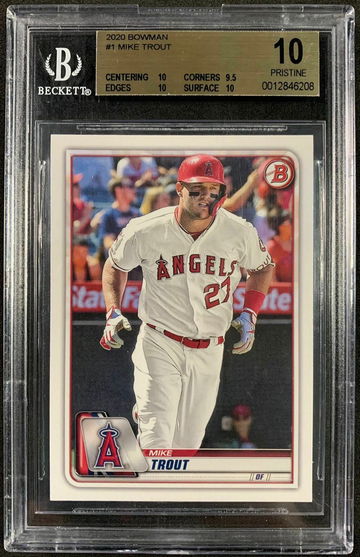 2020 Bowman #1 Mike Trout BGS 10 PRISTINE POP 8 - DHL Express Air 5-6 Days with Tracking from Overseas