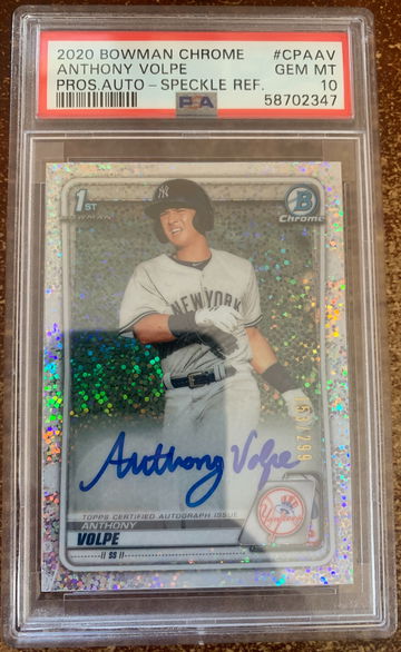 2020 Bowman Chrome Anthony Volpe Bowman Chrome Speckle Refractor #'d 299