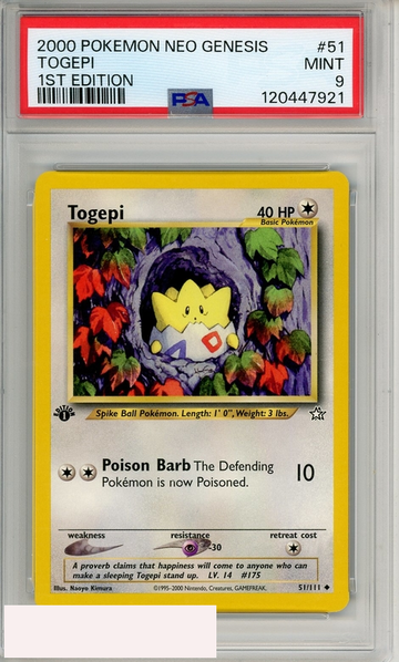 2000 POKEMON NEO GENESIS 1ST EDITION TOGEPI #51 PSA 9 MINT