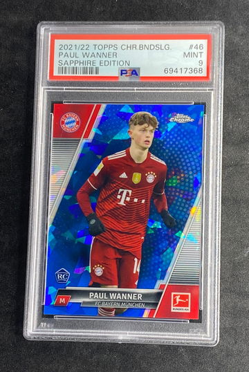 2021 Topps Chrome Bundesliga Sapphire Edition 46 Paul Wanner PSA 9