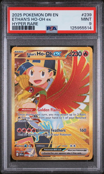 2025 Pokemon Destined Rivals Hyper Rare Ethan's Ho-Oh Ex #239 PSA 9