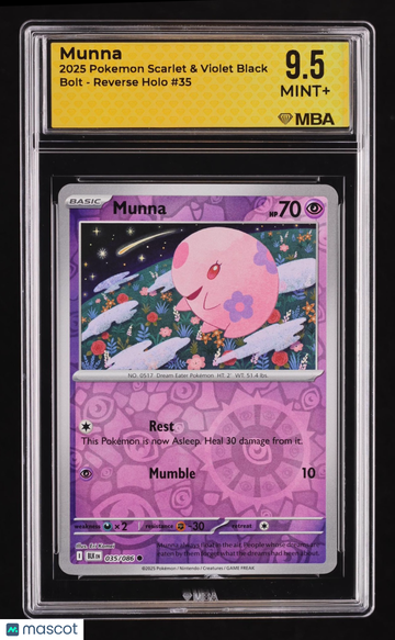2025 Pokemon Scarlet & Violet Black Bolt Munna Reverse Holo MBA 9.5 #35