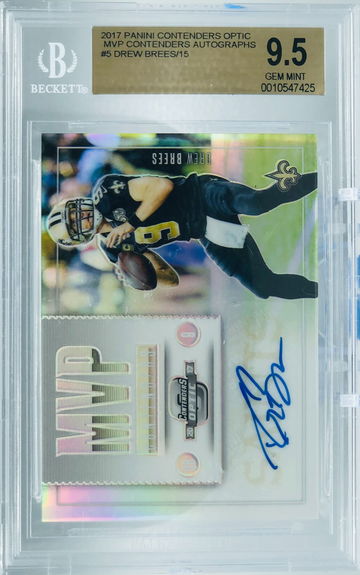 2017 Contenders Optic MVP Contenders Auto Drew Brees /15 BGS 9.5
