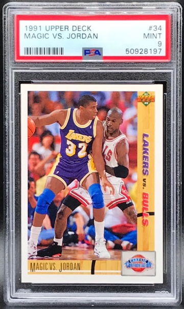 1991-92 Upper Deck #34 Magic vs Jordan PSA 9 MINT Earvin Johnson Michael Jordan