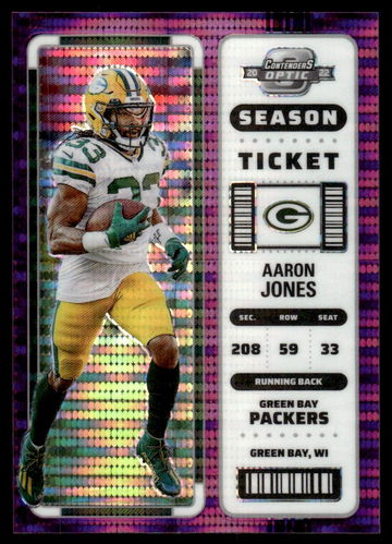 2022 Panini Contenders Optic Purple Pulsar Prizm Aaron Jones #24 /26