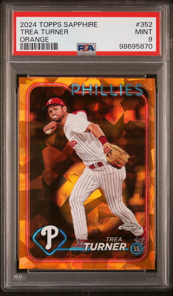 2024 Topps Chrome Sapphire Orange Trea Turner #352 /25 PSA 9
