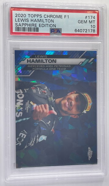 2020 Topps Chrome Sapphire F1 Formula One Lewis Hamilton Card #174 PSA 10 Mercedes