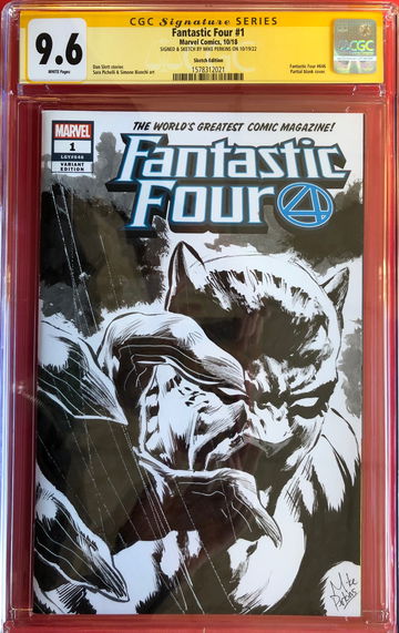 Fantastic Four #1 Blank Cover w/Black Panther Sketch by Mike Perkins