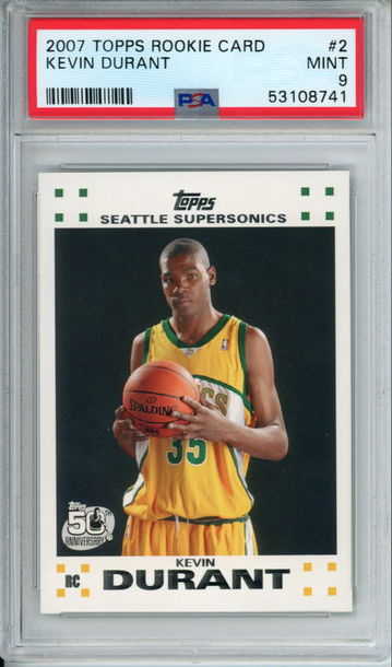KEVIN DURANT 2007 Topps Rookie Set #2 PSA 9 MINT ROOKIE Card Nets Warriors