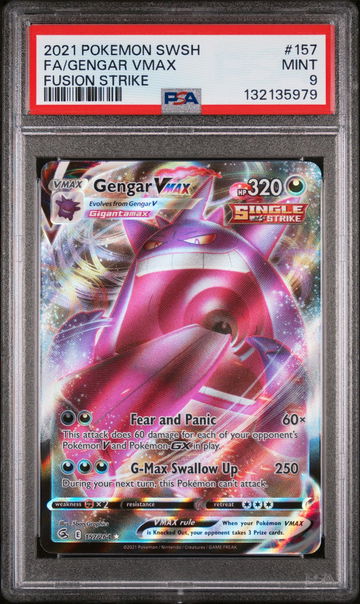2021 Pokemon Sword and Shield Fusion Strike Gengar Vmax #157 PSA 9
