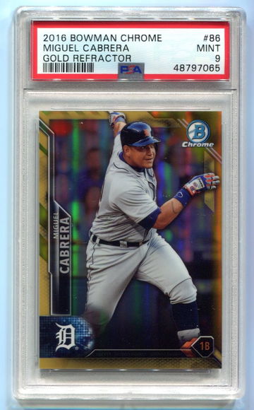 2016 Bowman Chrome Miguel Cabrera Gold Refractor 37/50 PSA 9 MINT