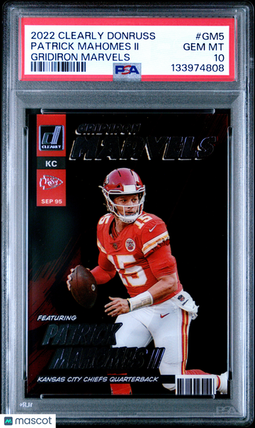 2022 Panini Clearly Donruss Gridiron Marvels Patrick Mahomes II #GM5 PSA 10