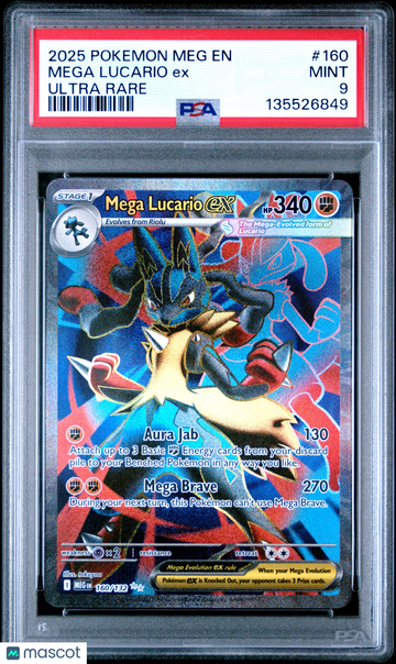 2025 Pokemon Meg EN-Mega Evolution Mega Lucario EX Ultra Rare PSA 9 #160