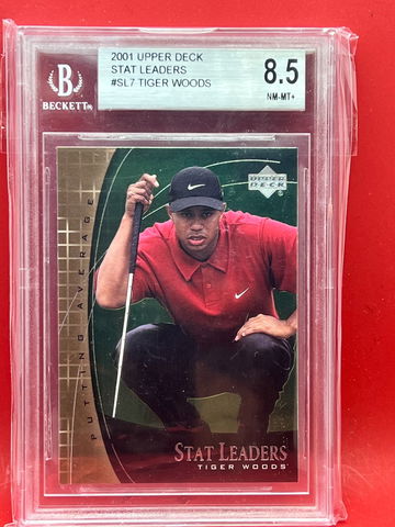2001 UPPER DECK TIGER WOODS #SL7 STAT LEADERS BGS 8.5