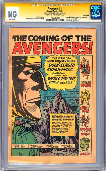 AVENGERS #1 CGC-SS *SIGNED STAN LEE* JACK KIRBY DICK AYERS ART *COVERLESS* 1963