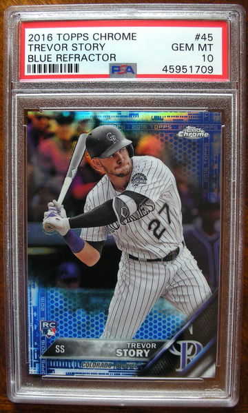 Trevor Story 2016 Topps Chrome #45 Blue Refractor /150 PSA 10