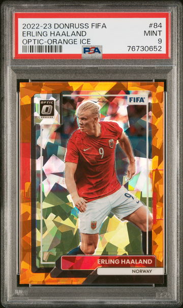 2022 DONRUSS PANINI FIFA OPTIC ERLING HAALAND ORANGE ICE #84 PSA 9