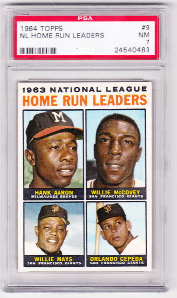 1964 Topps NL Home Run Leaders #9 PSA 7 Aaron Mays McCovey Cepeda