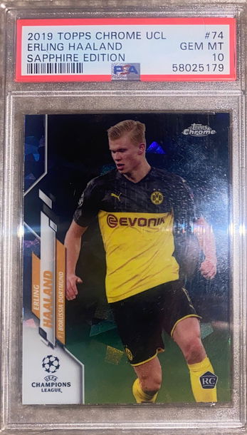 Erling Haaland 2019 Topps Chrome UCL SAPPHIRE PSA 10