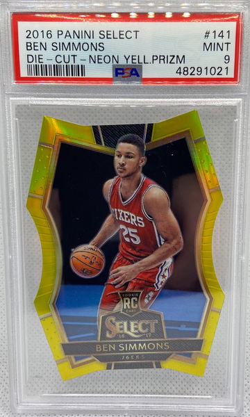 2016 Ben Simmons Panini Select Die-Cut Neon Yellow PSA 9. Pop 5