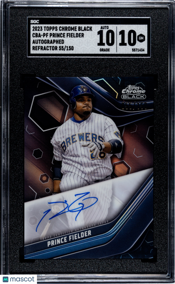 2023 Topps Chrome Black Prince Fielder #CBA-PF Autograph Refractor SGC 10 Auto 10