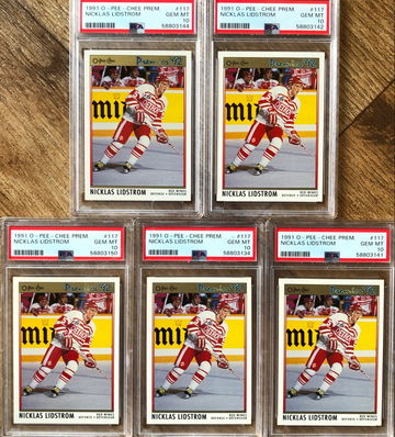INVESTOR LOT 5 X 1991 O-PEE-CHEE PREMIER NICKLAS LIDSTROM #117 ROOKIE CARD PSA10 GEM MT *SHIPS FROM CANADA*
