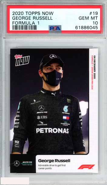 2020 TOPPS NOW FORMULA 1 GEORGE RUSSELL #19 ROOKIE RC PSA 10 GEM MT