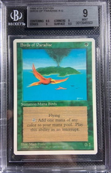 1995 MTG Magic The Gathering 4th Edition Birds of Paradise BGS 9 Mint Vintage